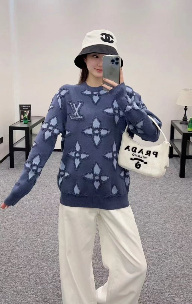 Louis Vuitton Monogram Knit Sweater Navy Blue