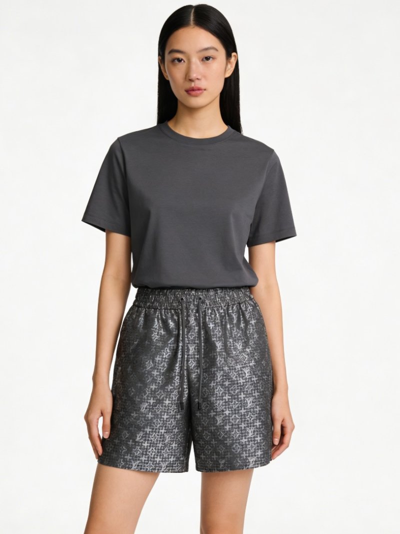 Textured Charcoal Shorts with Elastic Waist