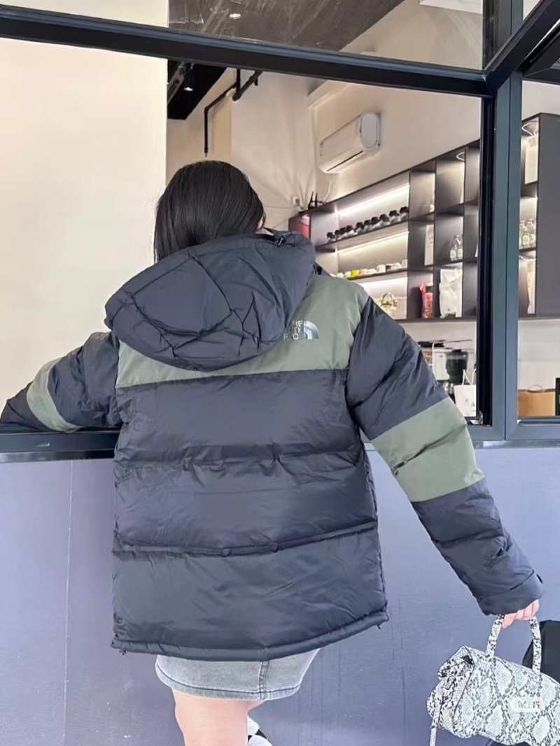 The North Face Black & Olive Colorblock Down Puffer Jacket view