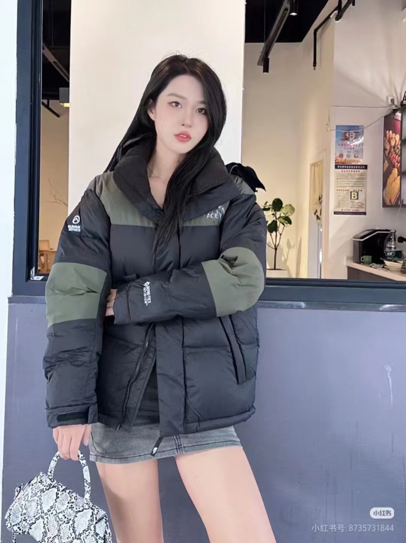 The North Face Black & Olive Colorblock Down Puffer Jacket view