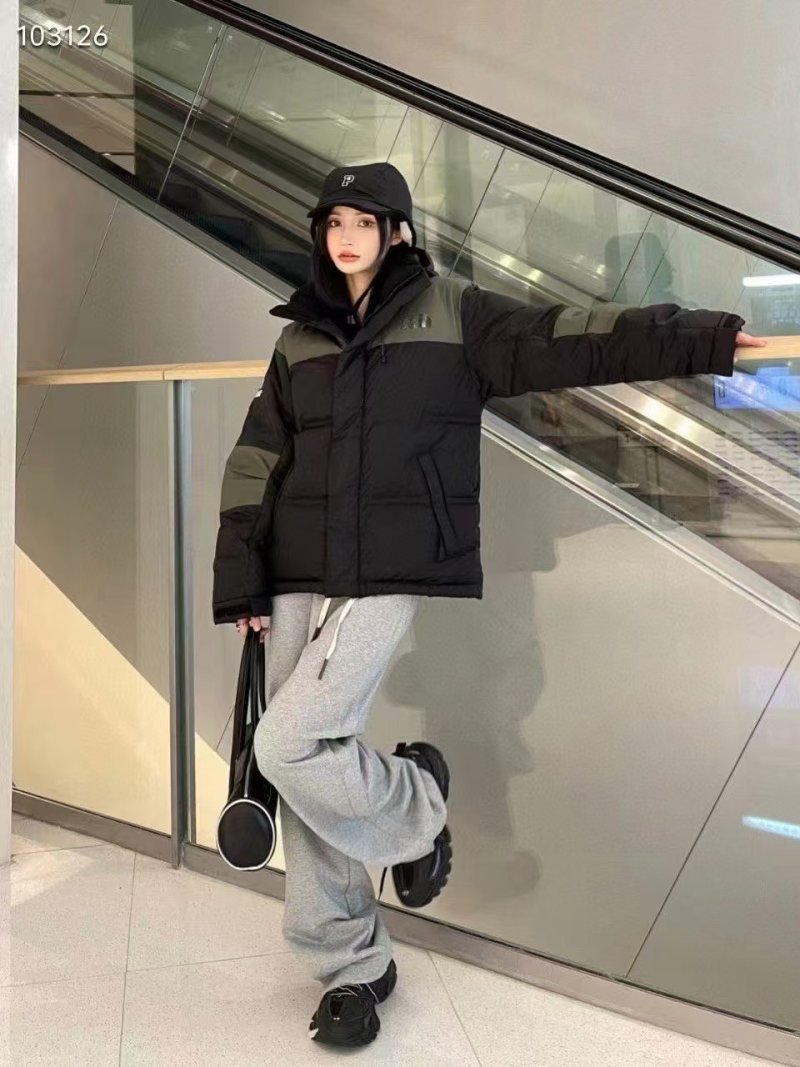 The North Face Black & Olive Colorblock Down Puffer Jacket view