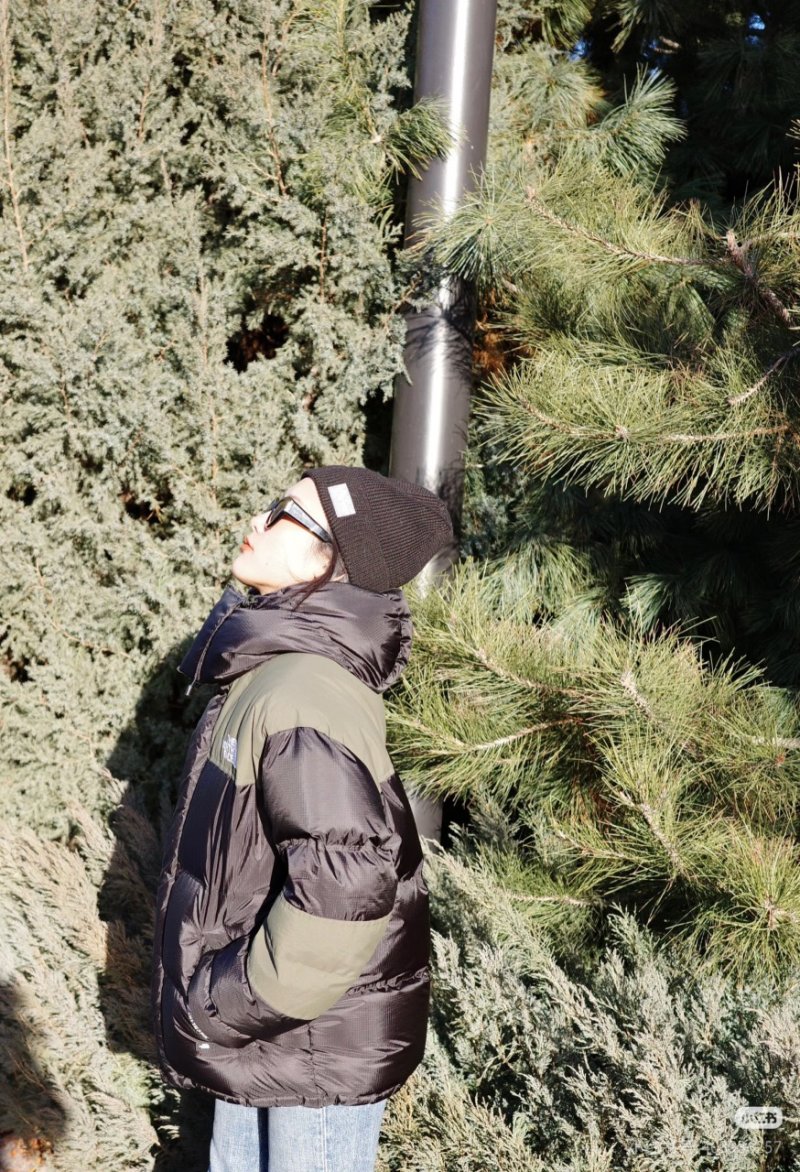The North Face Black & Olive Colorblock Down Puffer Jacket view