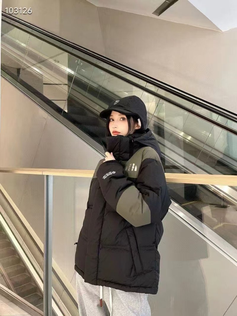 The North Face Black & Olive Colorblock Down Puffer Jacket view