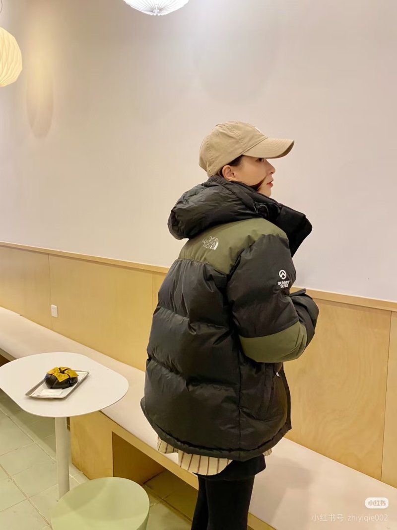 The North Face Black & Olive Colorblock Down Puffer Jacket view