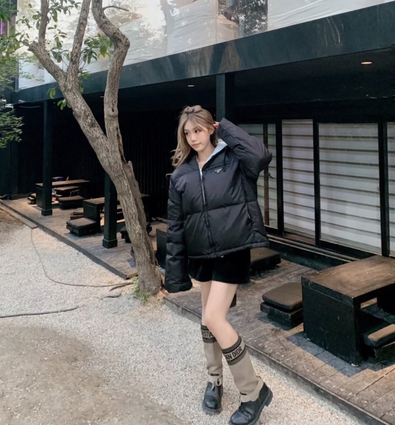 Black Puffer Down Jacket - Women's Oversized Fit