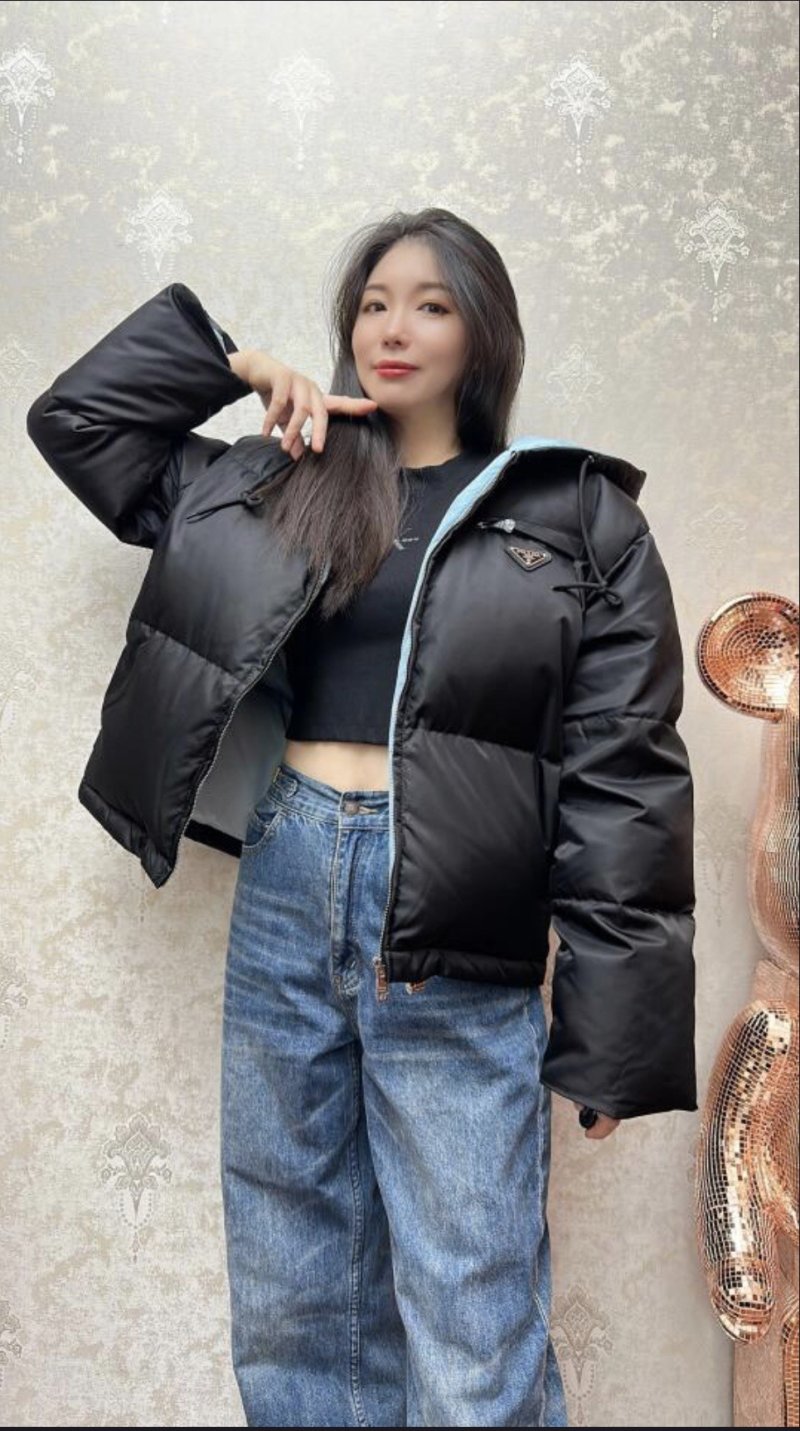 Black Puffer Down Jacket - Women's Oversized Fit view