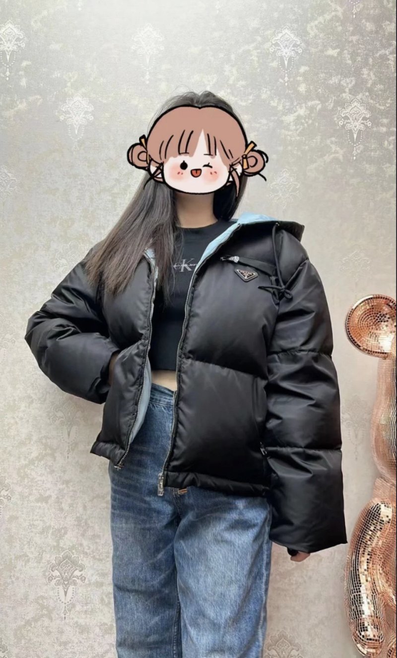 Black Puffer Down Jacket - Women's Oversized Fit view