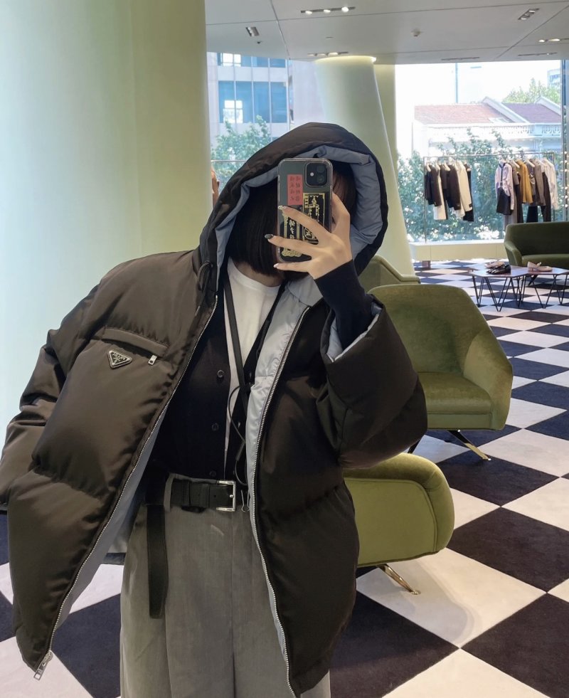 Black Puffer Down Jacket - Women's Oversized Fit view
