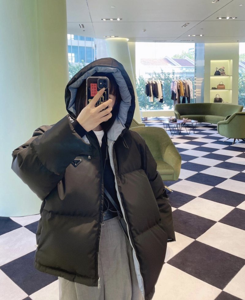 Black Puffer Down Jacket - Women's Oversized Fit view