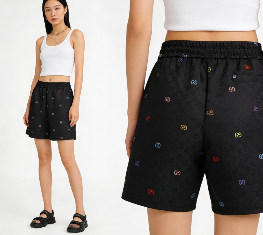 Gucci GG Monogram Black Shorts view