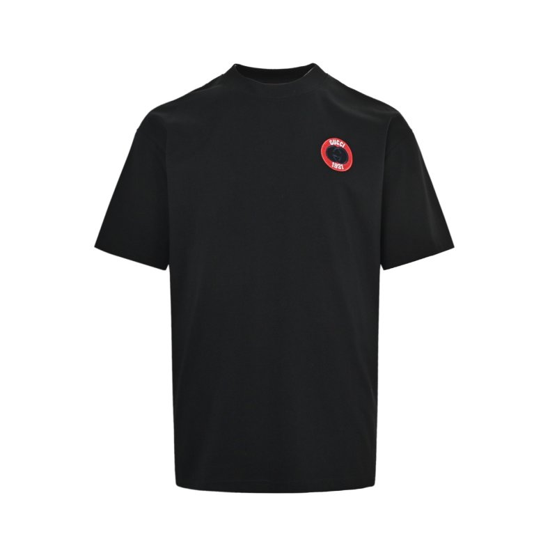 Black Short Sleeve T-Shirt with Red Circular Logo view