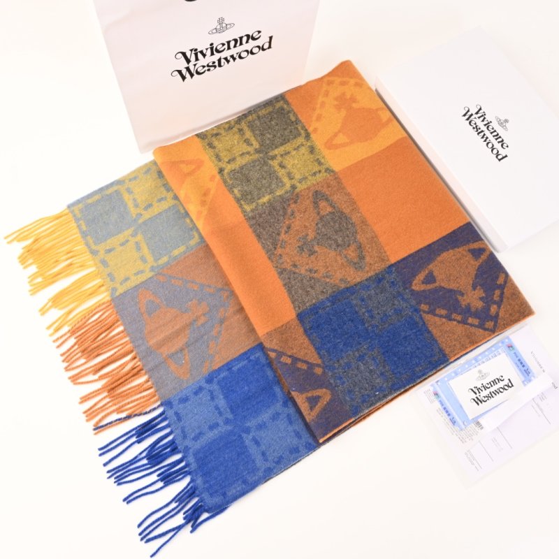 Vivienne Westwood Colour-Block Saturn Wool Cashmere Tassel Scarf