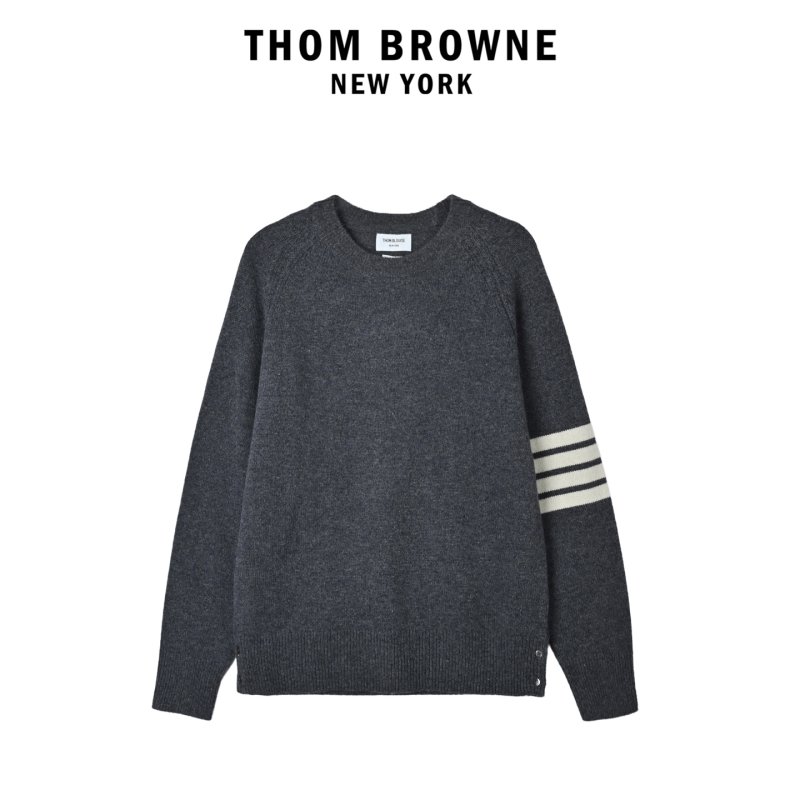 Black Knit Sweater with Striped Sleeves view