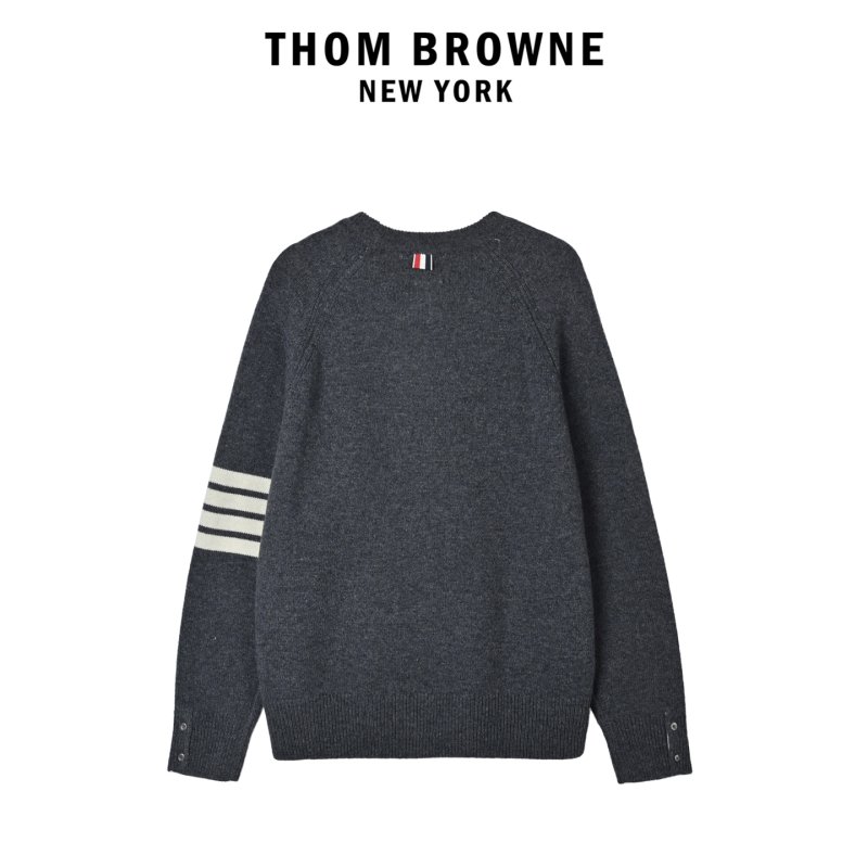Black Knit Sweater with Striped Sleeves view