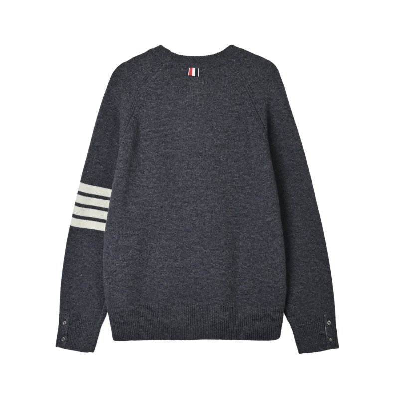 Black Knit Sweater with Striped Sleeves view