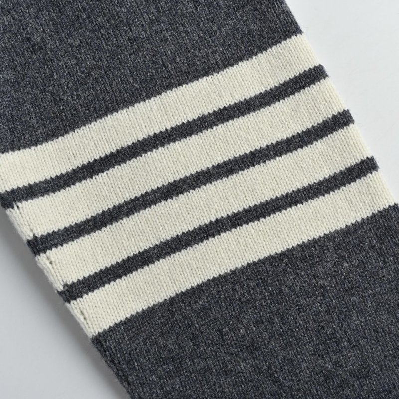 Black Knit Sweater with Striped Sleeves view