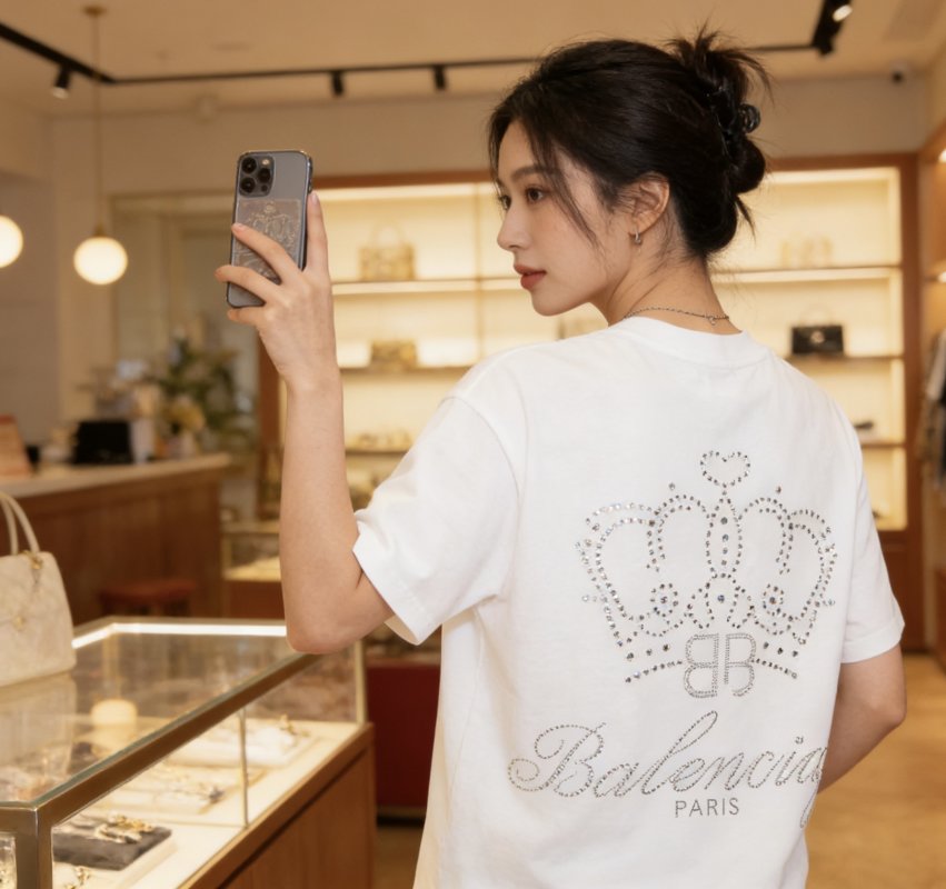 Balenciaga Crown Logo White T-Shirt view