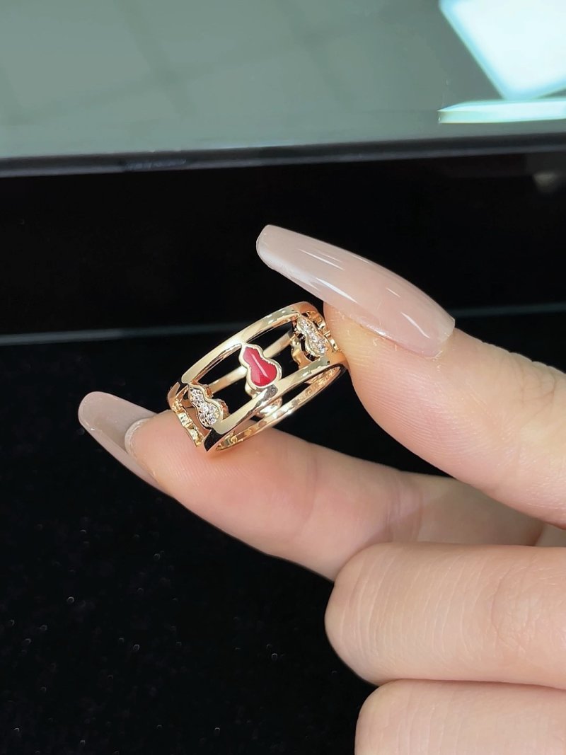 Gold Heart Statement Ring with Crystal & Red Enamel Detail