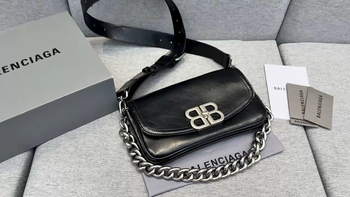 Balenciaga BB Chain Shoulder Bag Black