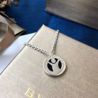 Bulgari Black Onyx Round Medal Pendant Necklace Silver view 4