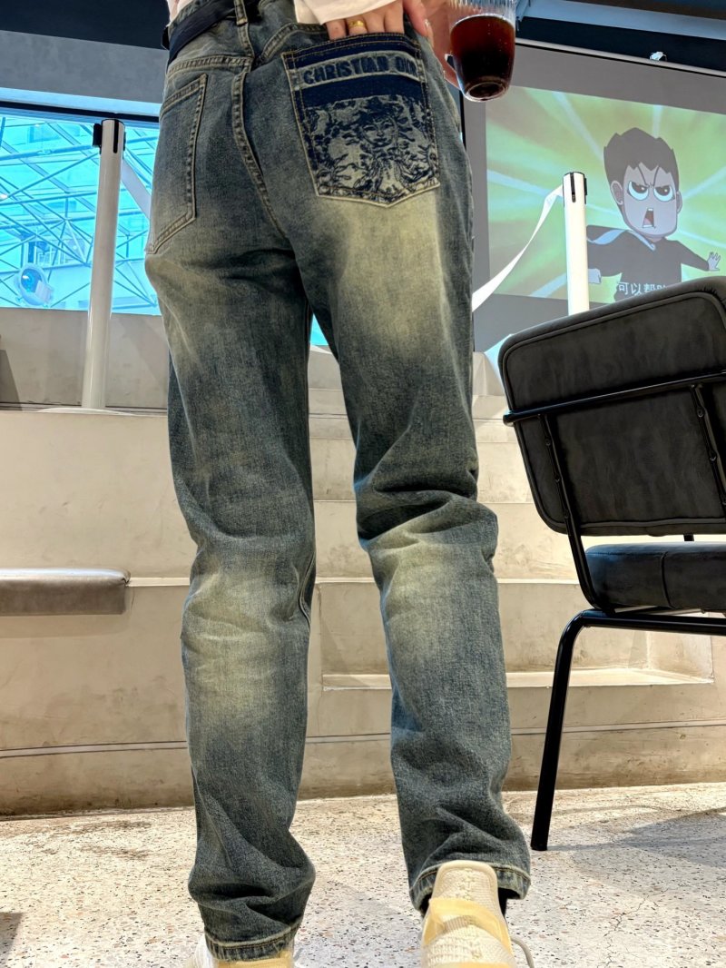 Vintage Wash Straight-Leg Jeans - Medium Blue Denim view