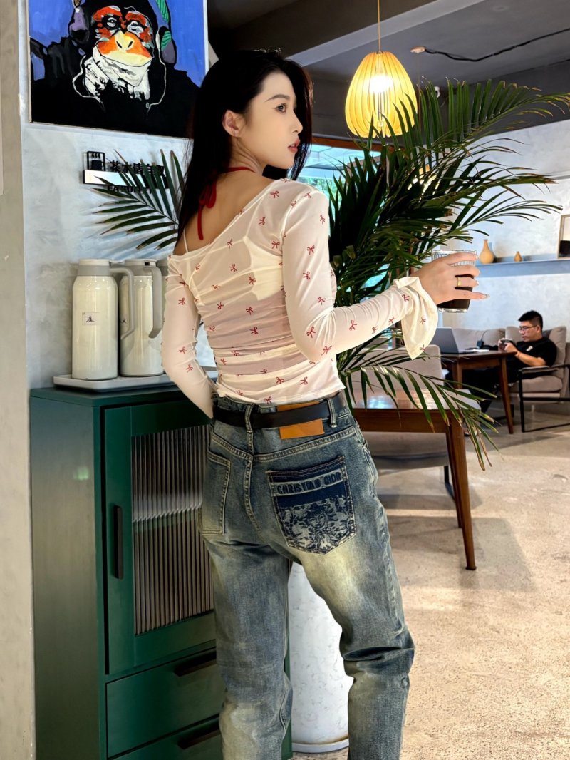 Vintage Wash Straight-Leg Jeans - Medium Blue Denim view