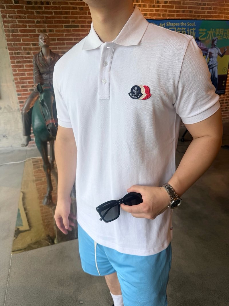 Moncler White Short Sleeve Polo T-Shirt view