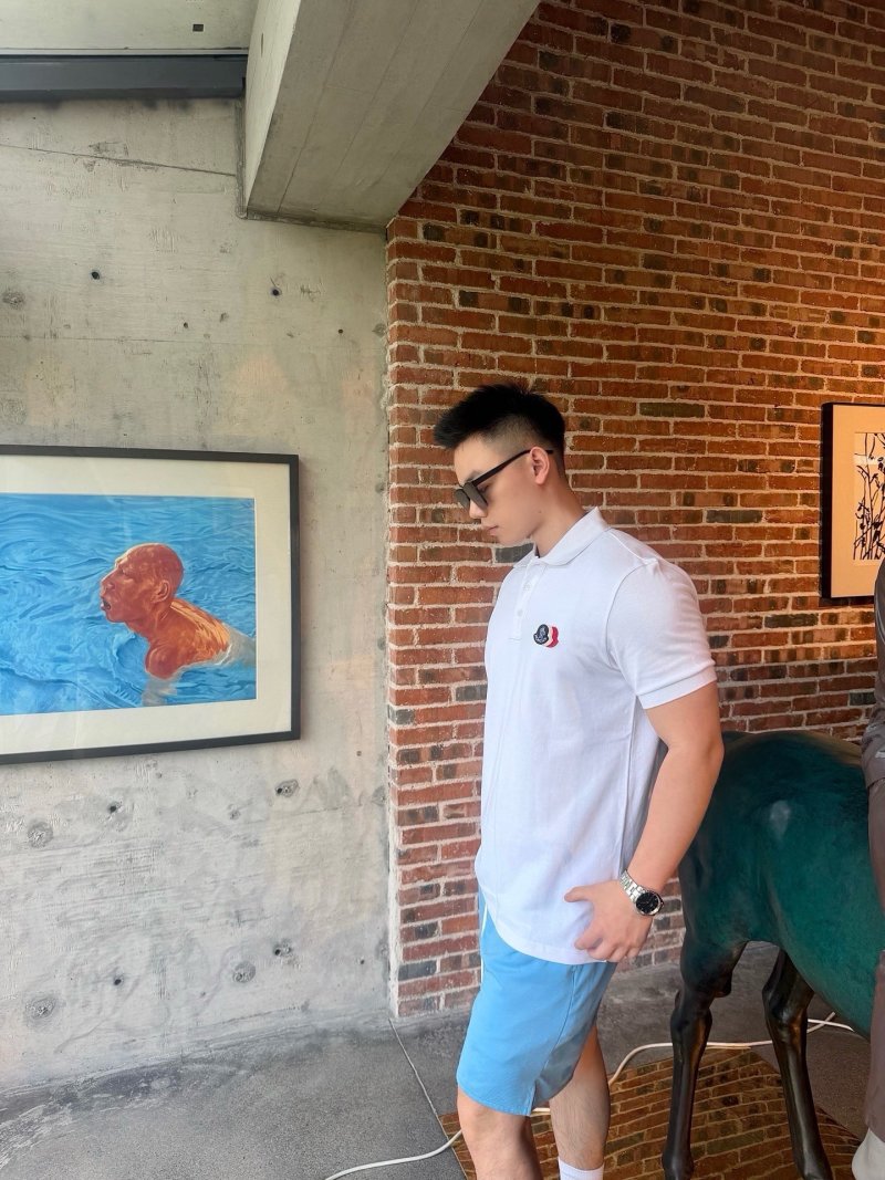Moncler White Short Sleeve Polo T-Shirt view