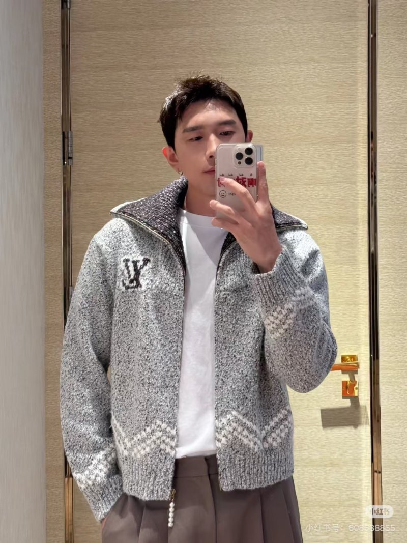 Louis Vuitton Grey Knit Zip Cardigan Jacket
