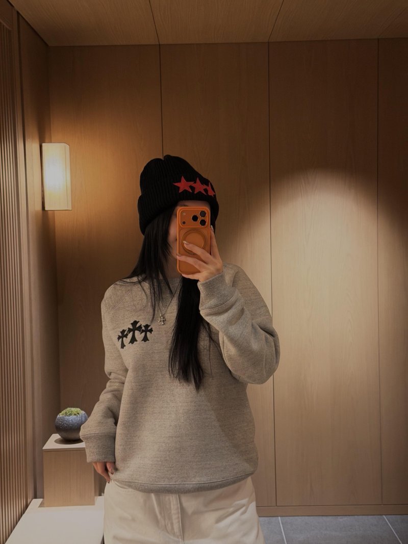Chrome Hearts Cross Logo Oversized Hoodie Heather Grey view