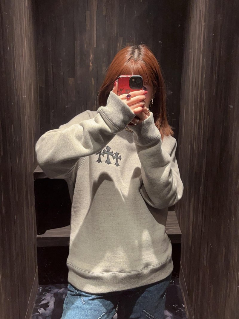 Chrome Hearts Cross Logo Oversized Hoodie Heather Grey view