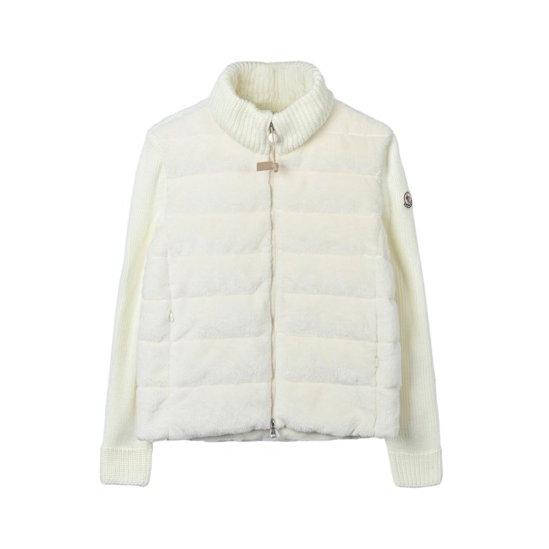 Cream Puffer Vest with Ribbed Knit Sleeves view