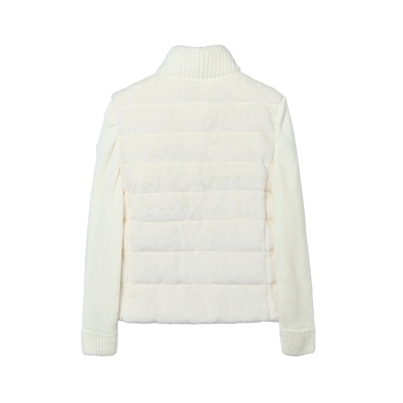 Cream Puffer Vest with Ribbed Knit Sleeves view