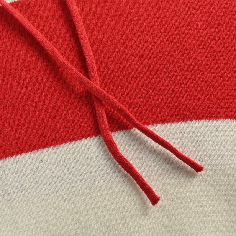 Red & Cream Stripe Knit Hoodie with Button Detail view