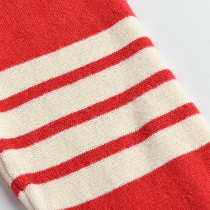 Red & Cream Stripe Knit Hoodie with Button Detail view