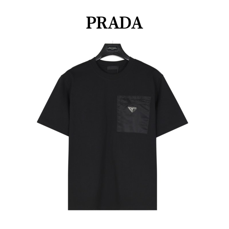 Prada Black Short Sleeve T-Shirt with Chest Logo view