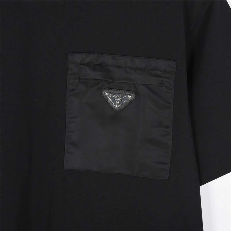 Prada Black Short Sleeve T-Shirt with Chest Logo view