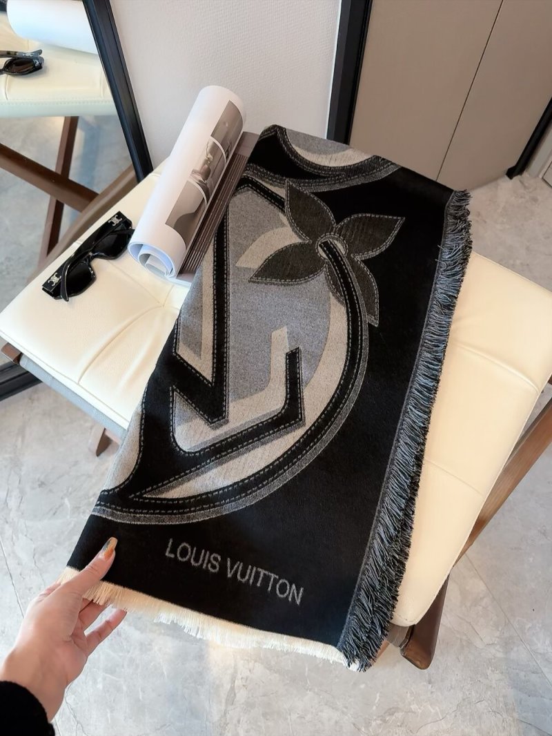 Louis Vuitton Monogram Border Square Scarf Cream & Black 140cm view