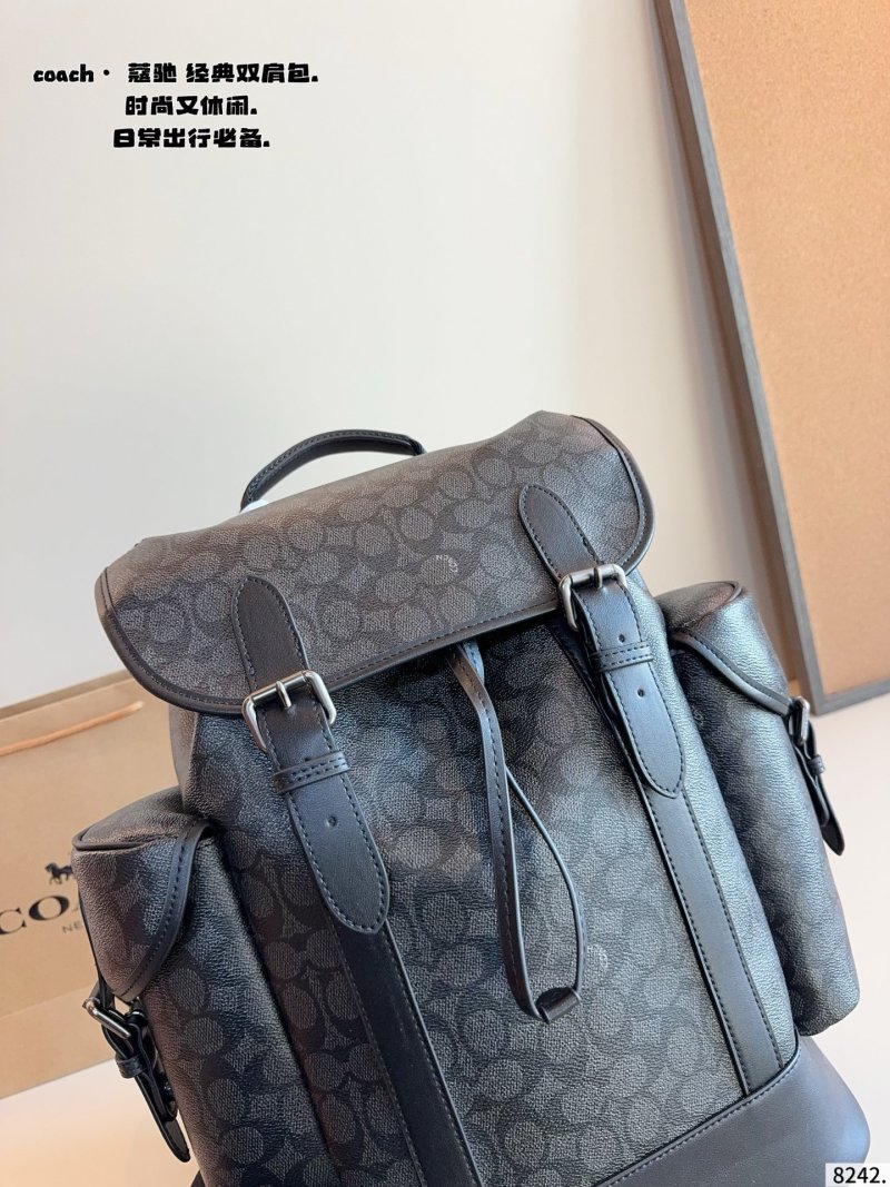 Coach Signature Monogram Leather Backpack Black view