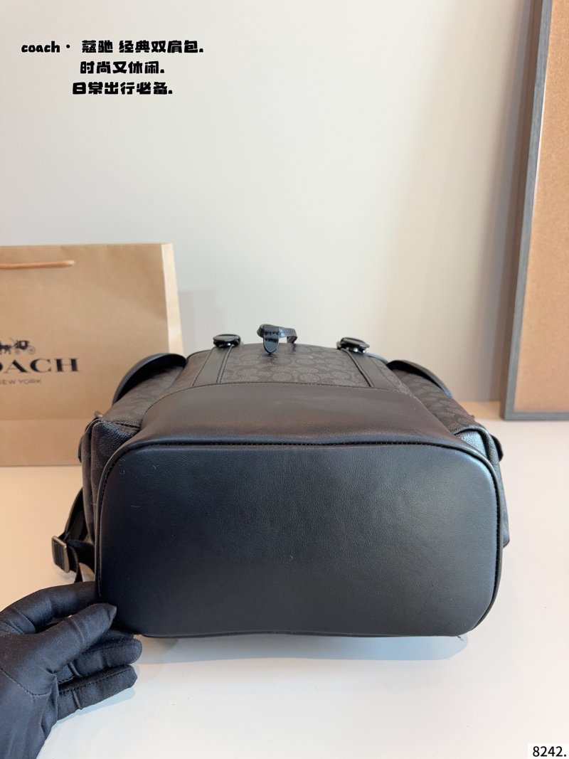 Coach Signature Monogram Leather Backpack Black view