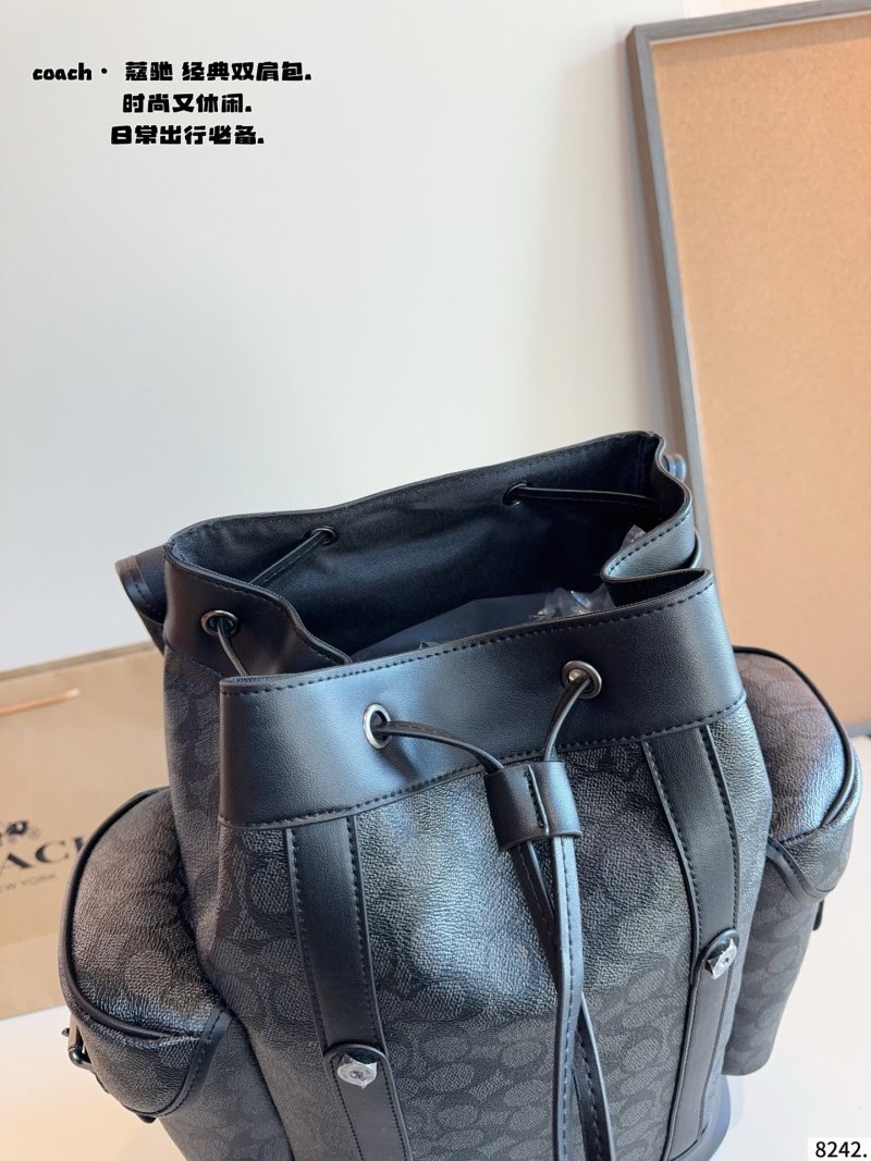 Coach Signature Monogram Leather Backpack Black view