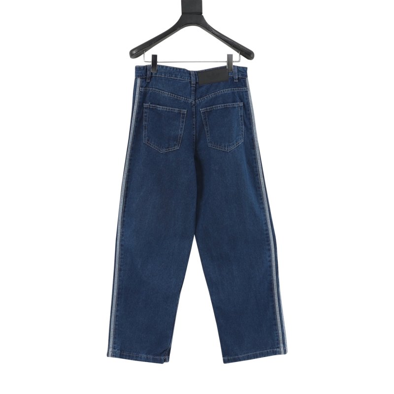Adidas Three Stripes Medium Wash Wide-Leg Denim Jeans view