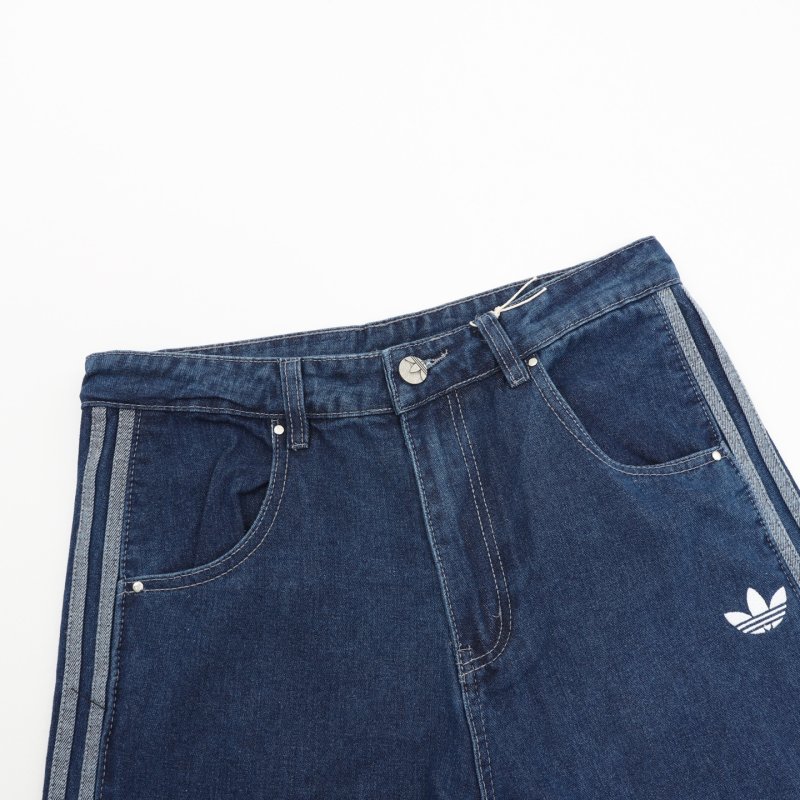 Adidas Three Stripes Medium Wash Wide-Leg Denim Jeans view