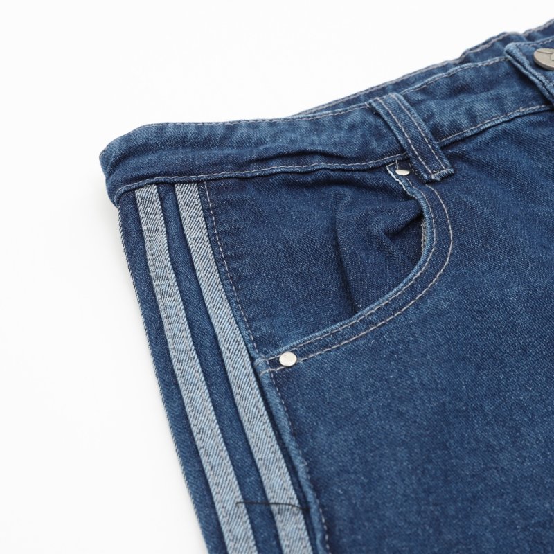 Adidas Three Stripes Medium Wash Wide-Leg Denim Jeans view