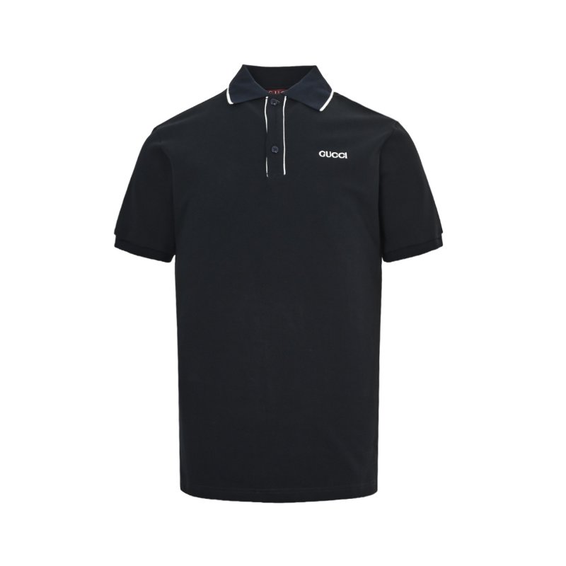 Gucci Logo Embroidered Black Polo Shirt view