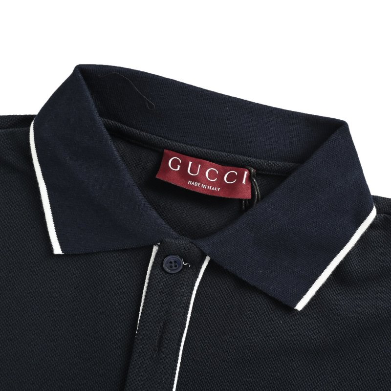 Gucci Logo Embroidered Black Polo Shirt view