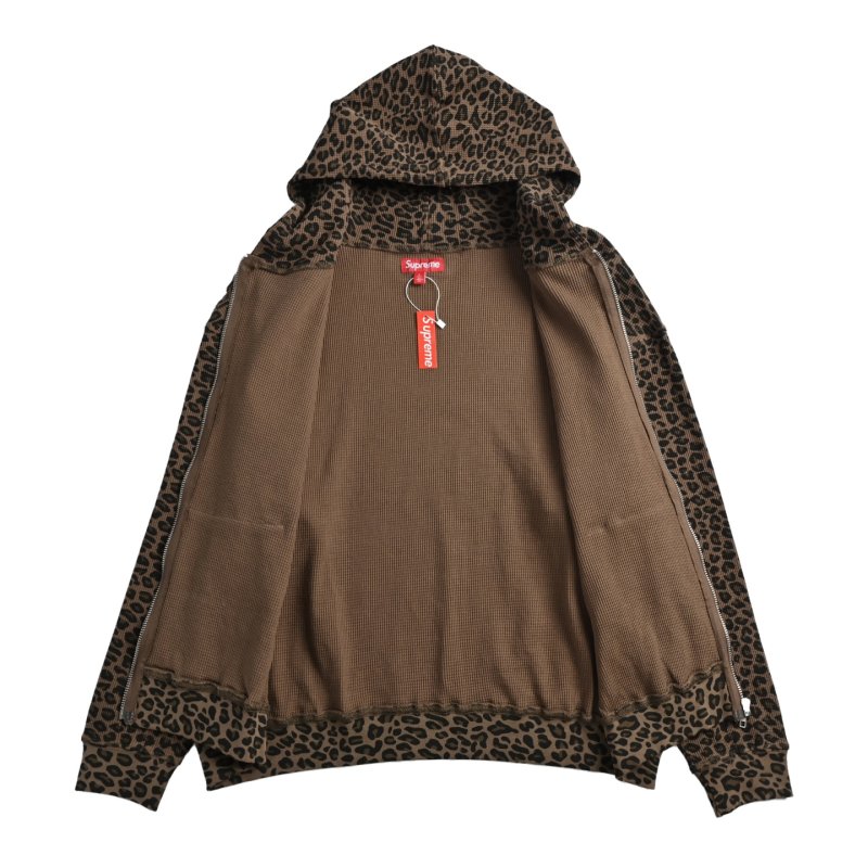 Leopard Print Hooded Zip Jacket - Beige & Black view