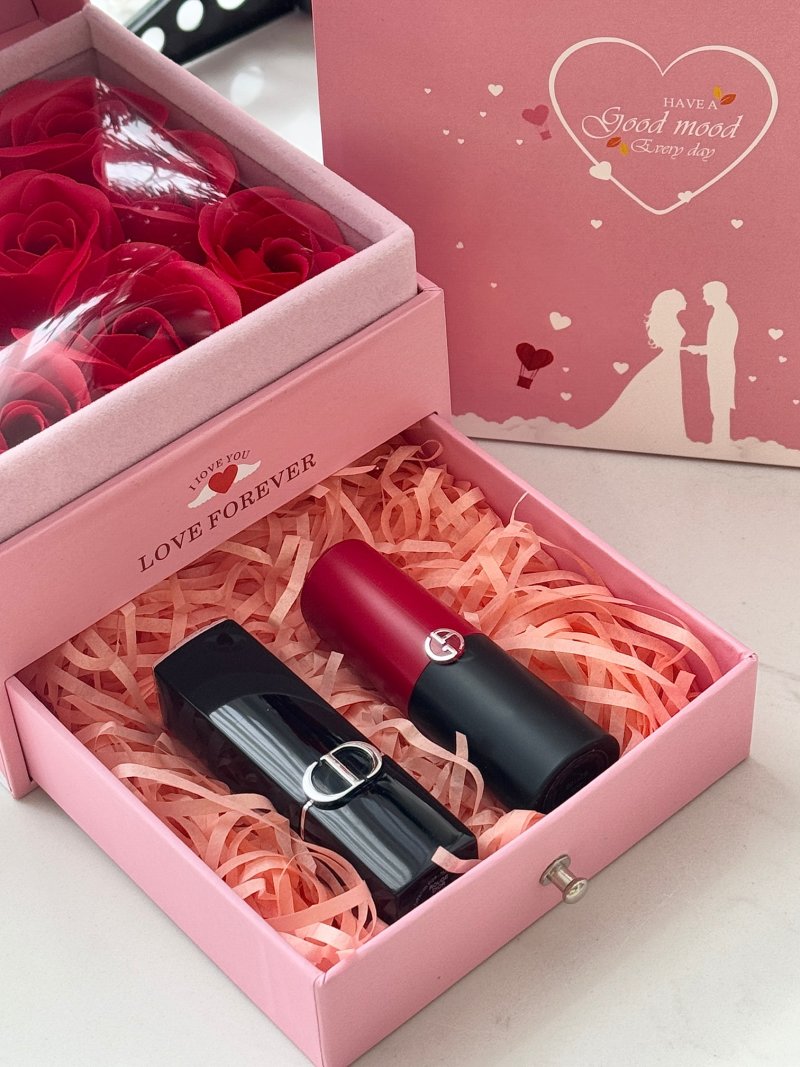Dior Rouge Magnetic Lipstick & Armani Beauty Love Forever Gift Set view