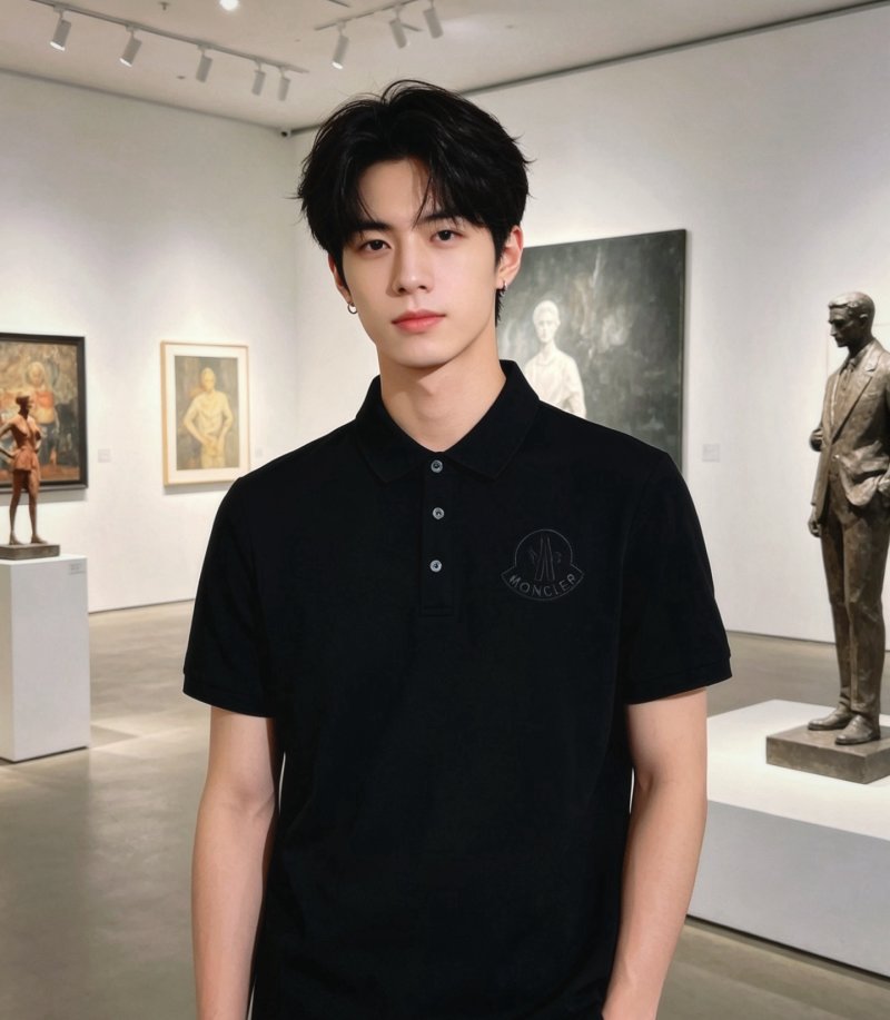 Moncler Black Short-Sleeve Polo Shirt view