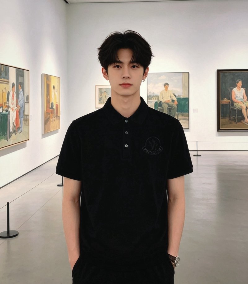 Moncler Black Short-Sleeve Polo Shirt view